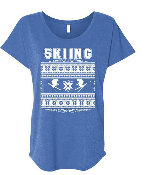 Being A Skier T Shirt, Calls Me A Skier T Shirt, Cool Shirt (Ladies' Triblend Dolman Sleeve)