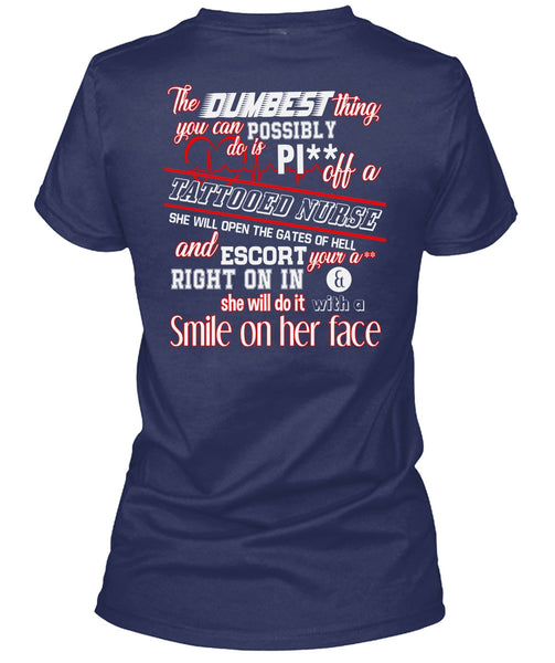 Being A Tattooed Nurse T Shirt, She Will Do It With A Smile T Shirt