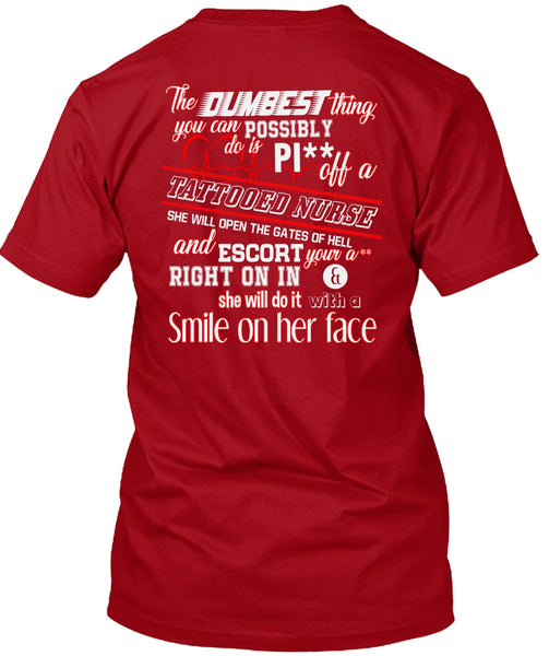 Being A Tattooed Nurse T Shirt, She Will Do It With A Smile T Shirt
