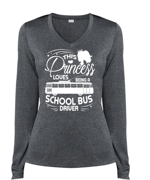 Being A School Bus Driver T Shirt, This Princess Loves T Shirt, Cool Shirt (Ladies LS Heather V-Neck)
