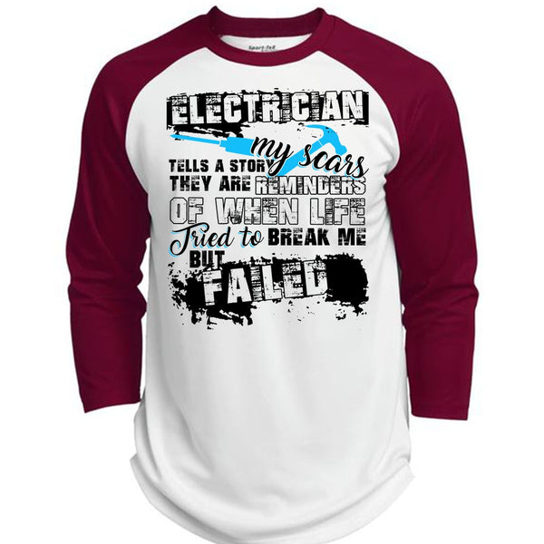 Electrician Tells A Story My Scars T Shirt, I Love Electrician T Shirt, Awesome T-Shirts  (Polyester Game Baseball Jersey)