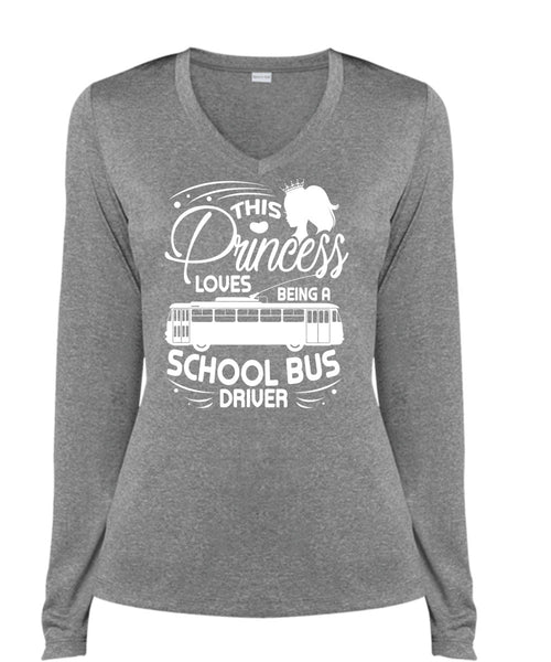 Being A School Bus Driver T Shirt, This Princess Loves T Shirt, Cool Shirt (Ladies LS Heather V-Neck)