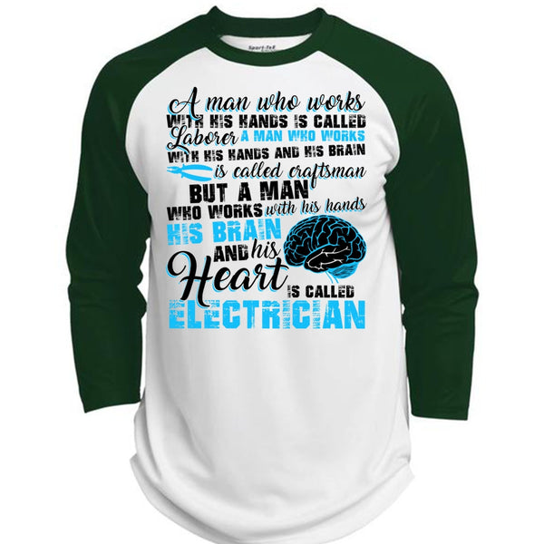 His Heart Is Called Electrician T Shirt, His Hands His Brain T Shirt, Awesome T-Shirts  (Polyester Game Baseball Jersey)