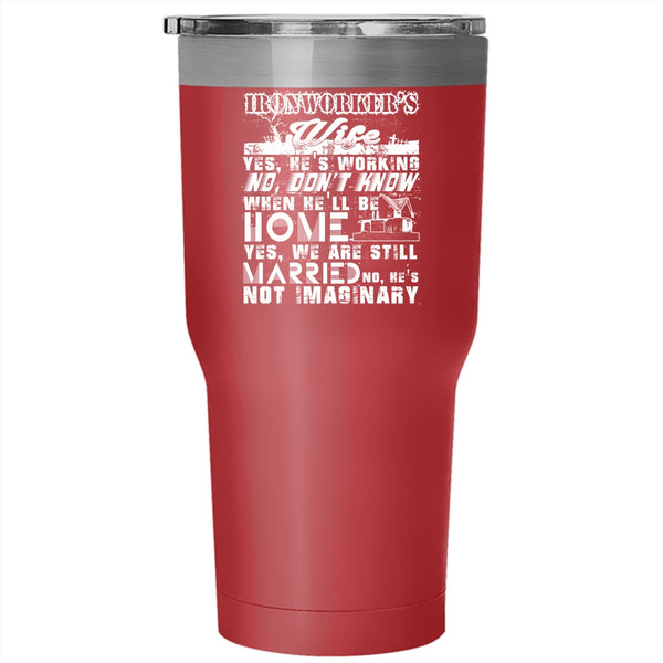 Ironworker's Wife Tumbler 30 oz Stainless Steel, Beautiful Wife Travel Mug