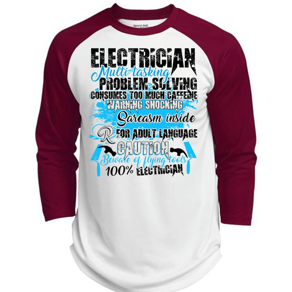 Electrician Multitasking T Shirt, I Love Electrician T Shirt, Awesome T-Shirts  (Polyester Game Baseball Jersey)