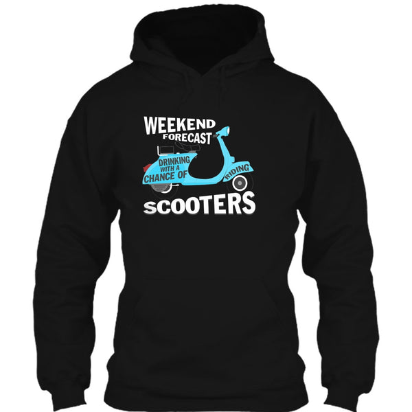 Weekend Forecast Drinking T Shirt, With A Chance Of Riding Scooters T Shirt