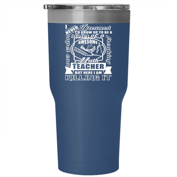 I'd Grow Up To Be A Cool Sister Tumbler 30 oz Stainless Steel, Math Teacher's Sister Travel Mug