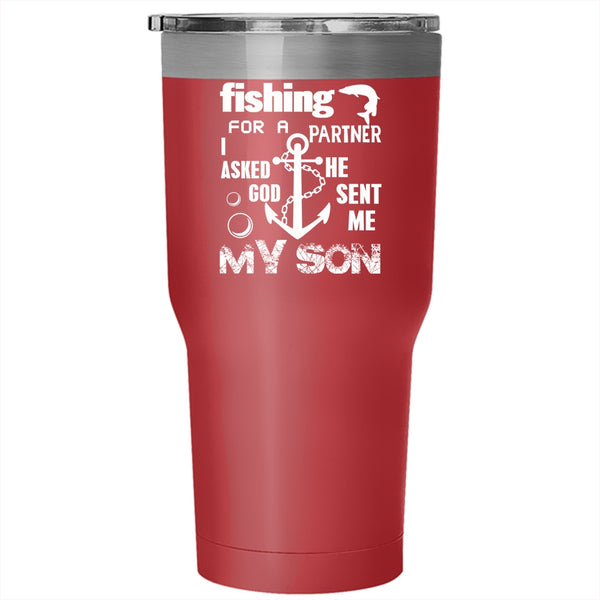 Fishing Partner Tumbler 30 oz Stainless Steel, Dad And Son Travel Mug