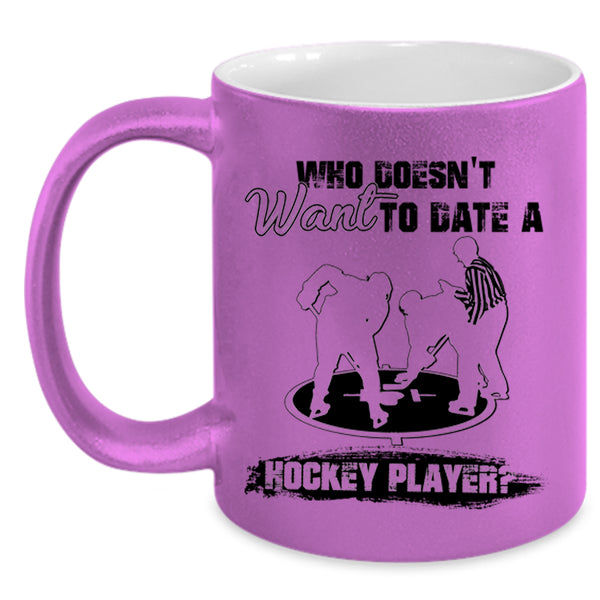 Cool Couple Coffee Mug, Date A Hockey Player Accent Mug