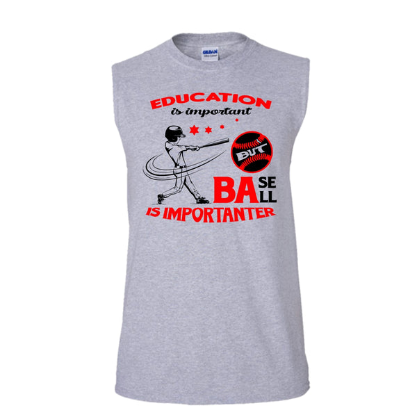 Education Is Important But Baseball Is Importanter Shirt, Sport Shirt (Men's Cotton Sleeveless)