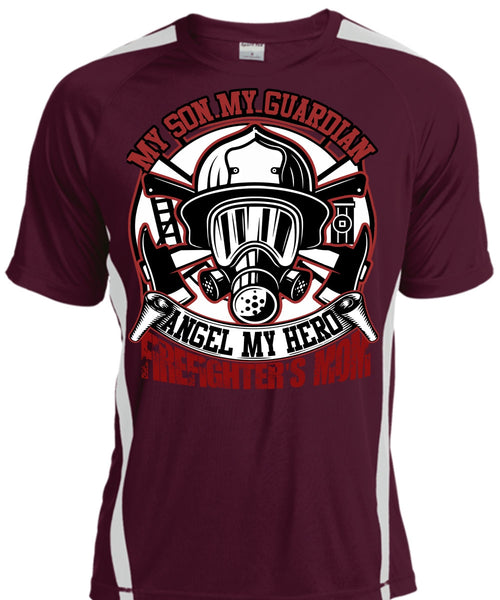 Firefighter's Mom T Shirt, My Son My Guardian Angel T Shirt, Cool Shirt