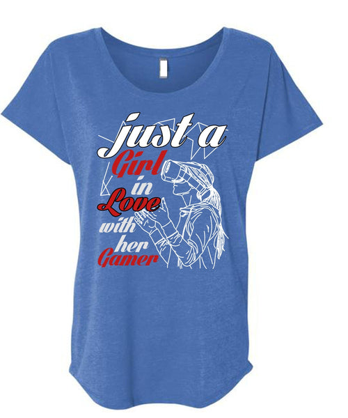 Just A Girl In Love With Her Gamer T Shirt, Being A Gamer T Shirt, Cool Shirt (Ladies' Triblend Dolman Sleeve)