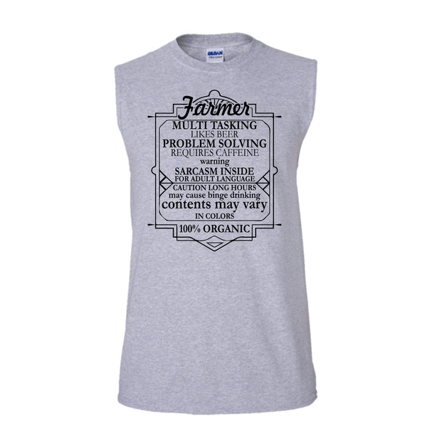 Farmer Multi Tasking T Shirt, Coolest Farmer T Shirt, Awesome t-shirts (Men's Cotton Sleeveless)