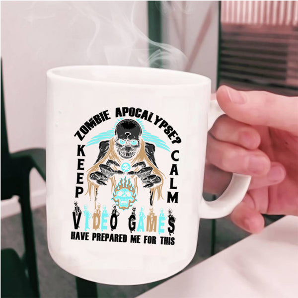 Keep Calm Video Games Coffee Mug, Zombie Apocalypse Cup