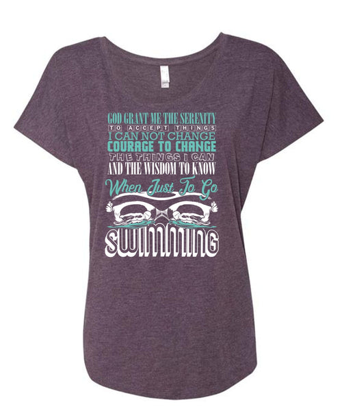 Just To Go Swimming T Shirt, Being A Swimmer T Shirt, Cool Shirt (Ladies' Triblend Dolman Sleeve)