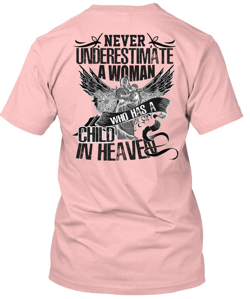 Woman Who Has A Child In Heaven T Shirt, I Love Mom T Shirt