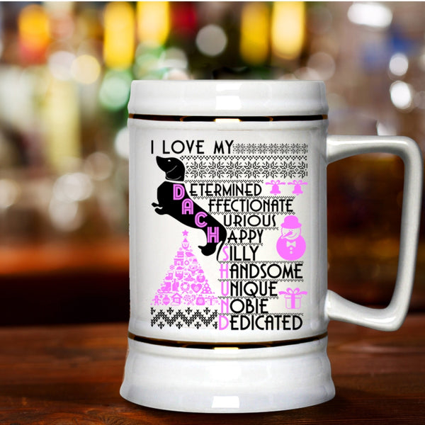 Cute Christmas Beer Stein 22oz, I Love My Duchshund Beer Mug
