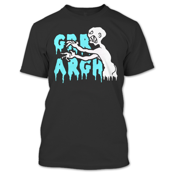 A black t-shirt with the shopify logo