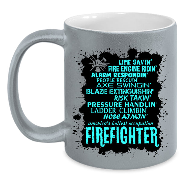 Cute Gift For Firefighter Coffee Mug, Firefighter Accent Mug