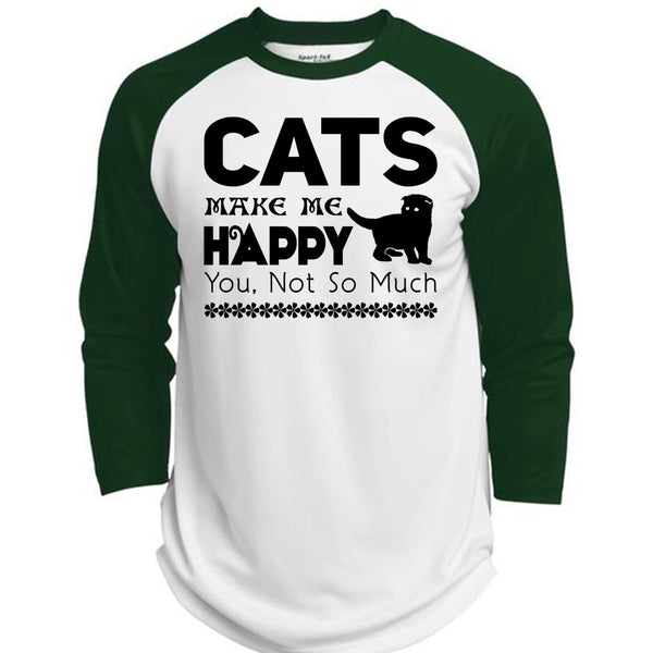 Cats Make Me Happy T Shirt, I Love Cat T Shirt, Cool Pets T Shirt  (Polyester Game Baseball Jersey)
