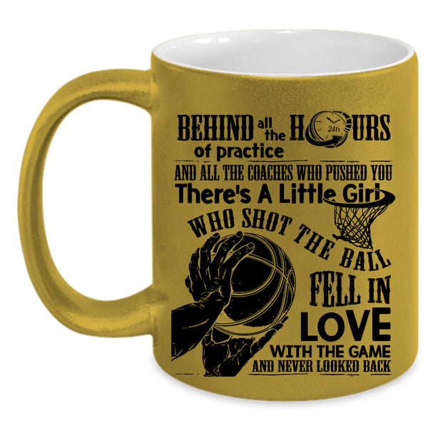 Cool Basketball Coffee Mug, Little Girl Shot The Ball Fell In Love Accent Mug