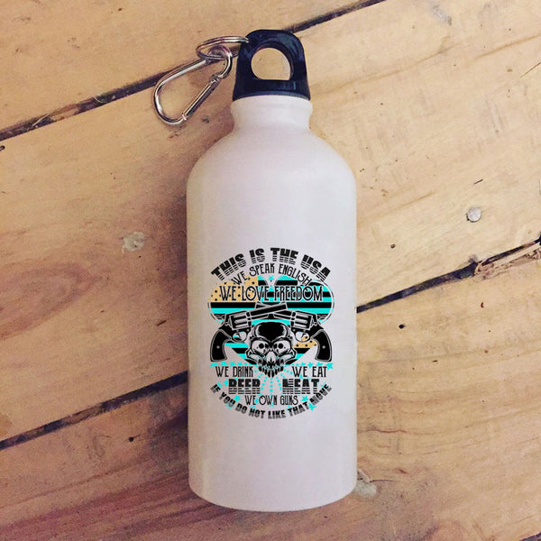 This Is The USA 20 oz Stainless Steel Bottle,We Speak English We Love Freedom Outdoor Sports Water Bottle