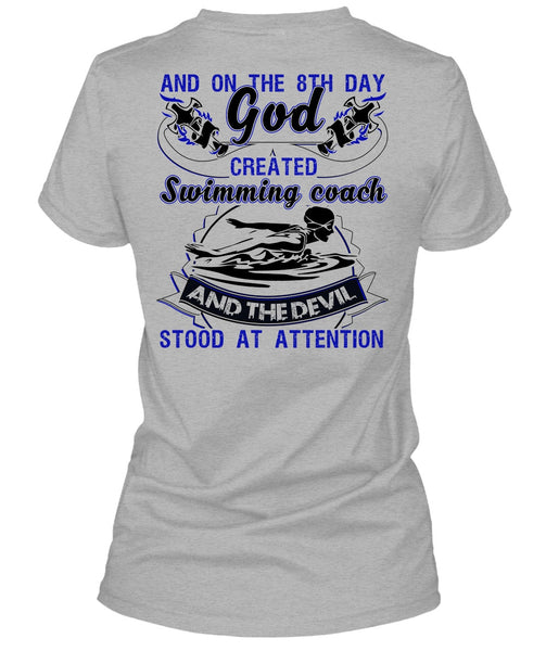 God Created Swimming Coach T Shirt, I Love Swimming T Shirt