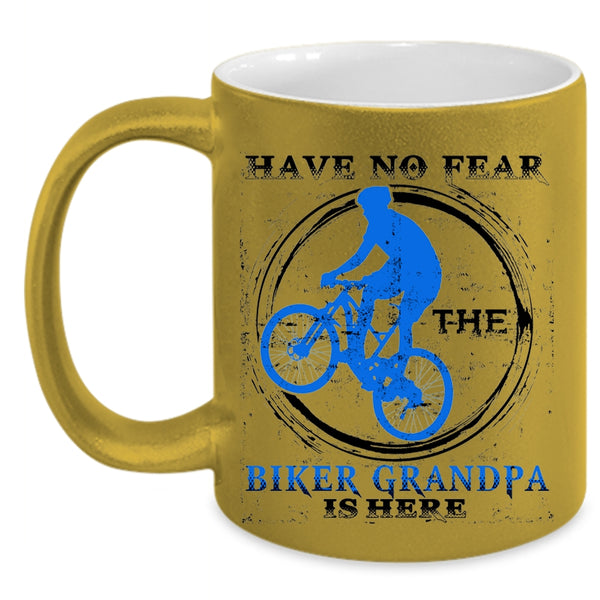 Awesome Bikers Coffee Mug, Have No Fear The Biker Grandpa Is Here Accent Mug