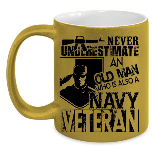 Cool Grandpa Coffee Mug, An Old Man Is A Navy Veteran Accent Mug