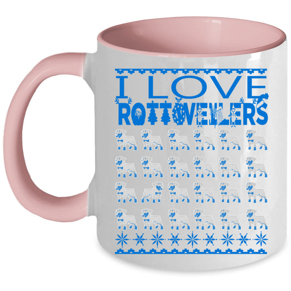 Christmas Gift For Dog Lovers Coffee Mug, I Love Rottweilers Accent Mug