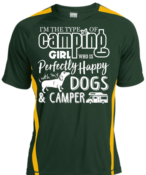 I'm The Type Of Camping Girl T Shirt, Dogs And Camper T Shirt, Cool Shirt