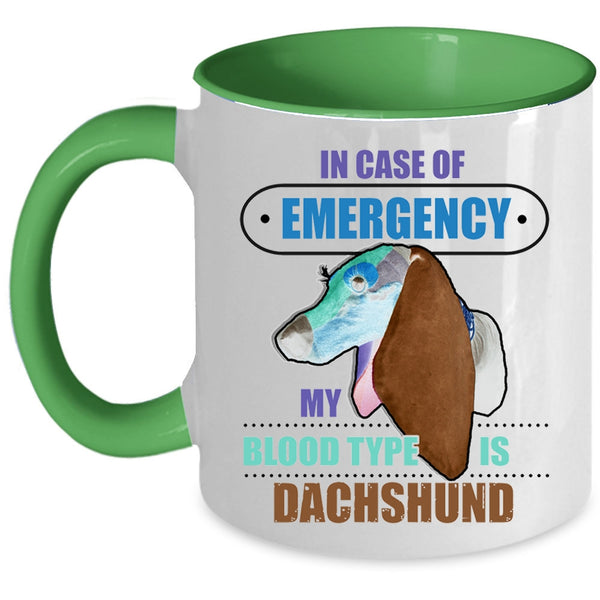 Cute Dachshunds Coffee Mug, My Blood Type Is Dachshund Accent Mug