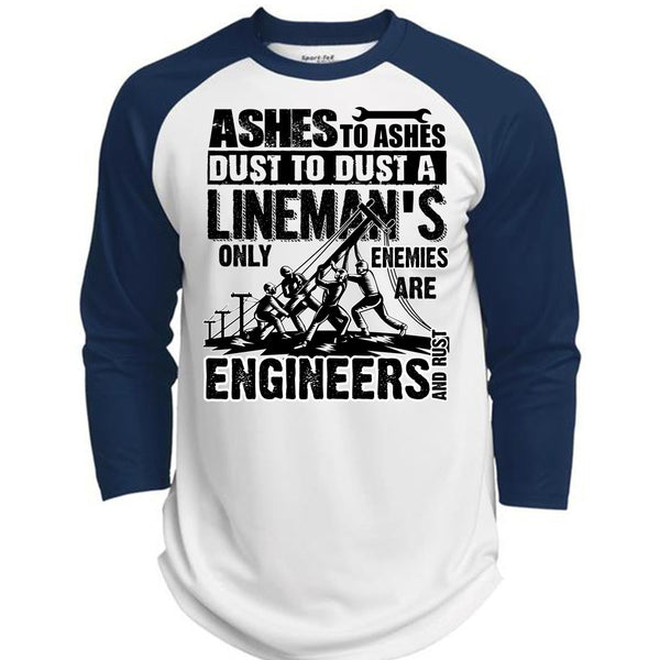 Lineman's Only Enemies T Shirt, I Love Lineman T Shirt, Awesome T-Shirts  (Polyester Game Baseball Jersey)