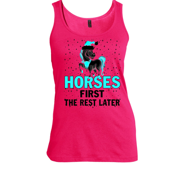 Horses First The Rest Later T Shirt, Equestrian Merry Christmas Tank Top