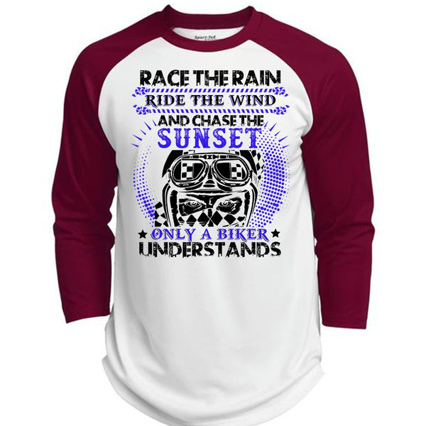 Race The Rain T Shirt, I Love Biker T Shirt, Awesome T-Shirts  (Polyester Game Baseball Jersey)