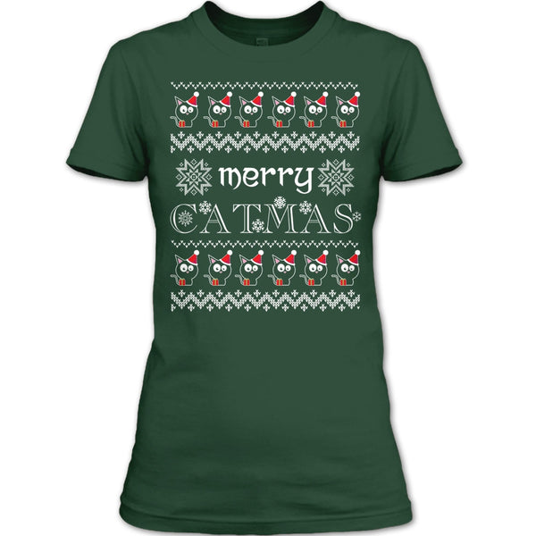 Merry Catmas T Shirt, Coolest Cat Lover T Shirt