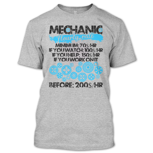 Mechanic Hourly Rate T Shirt, Coolest Mechanic T Shirt