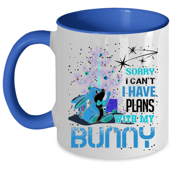 Cool Christmas Coffee Mug, I Have Plans With My Bunny Accent Mug