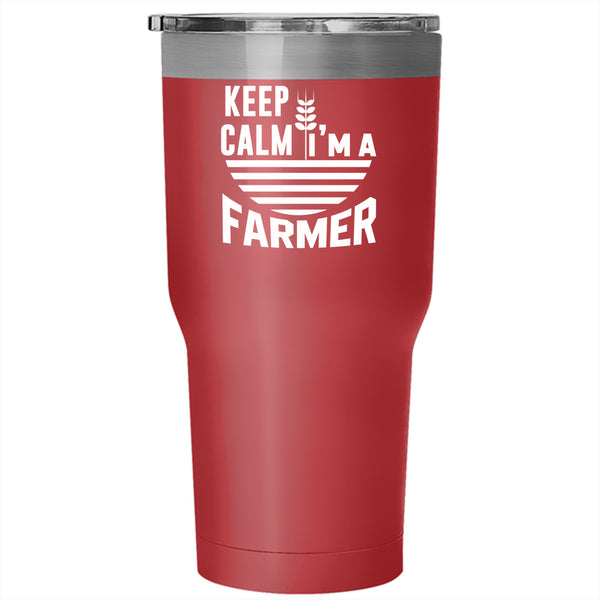 Keep Calm I'm A Farmer Tumbler 30 oz Stainless Steel, Funny Gift For Farmer Travel Mug