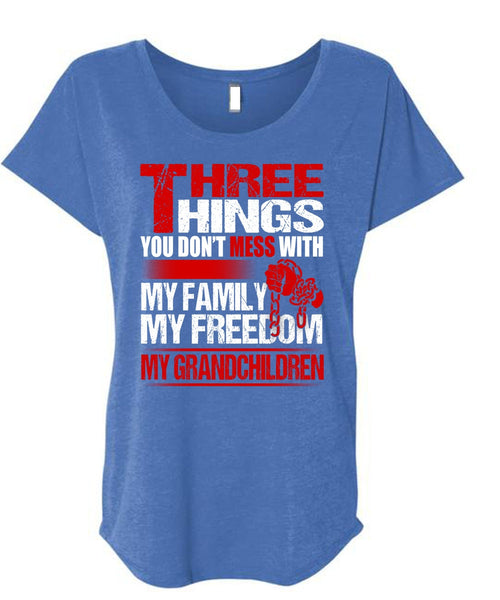 My Family My Freedom My Grandchildren T Shirt, Being A Grandkid T Shirt, Cool Shirt (Ladies' Triblend Dolman Sleeve)