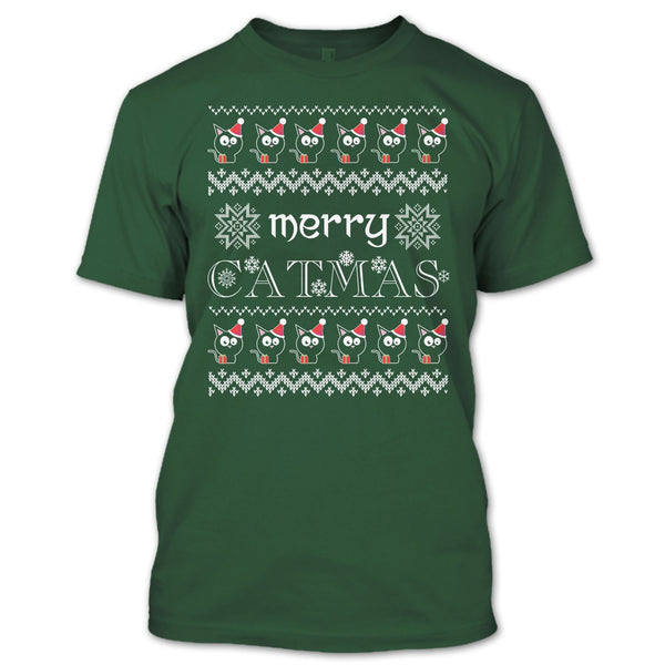 Merry Catmas T Shirt, Coolest Cat Lover T Shirt