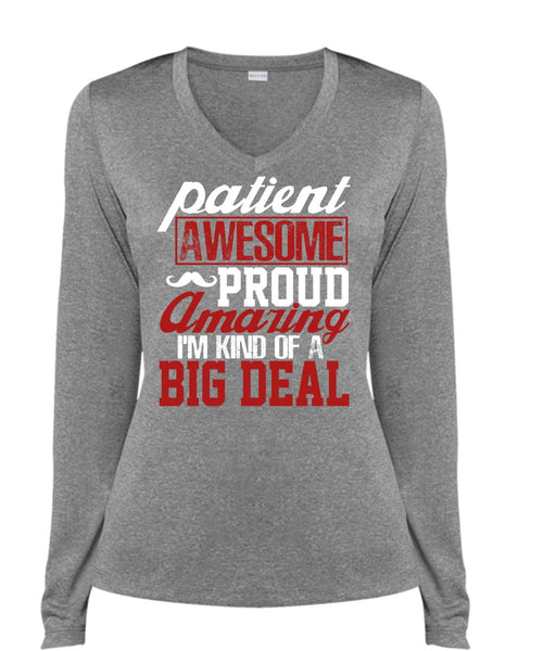 Patient Awesome Proud Amazing T Shirt, Being A Papa T Shirt, Cool Shirt (Ladies LS Heather V-Neck)