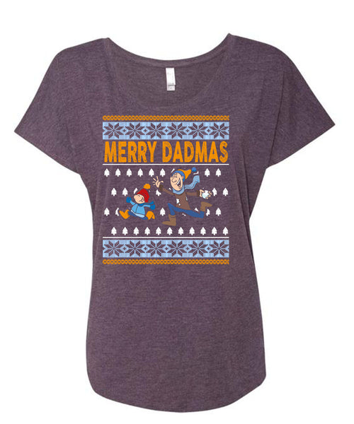 Merry Dadmas T Shirt, This Girl Loves Christmas T Shirt, Cool Shirt (Ladies' Triblend Dolman Sleeve)