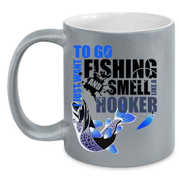 Awesome Fishing Coffee Mug, I Just Want To Go Fishing Accent Mug