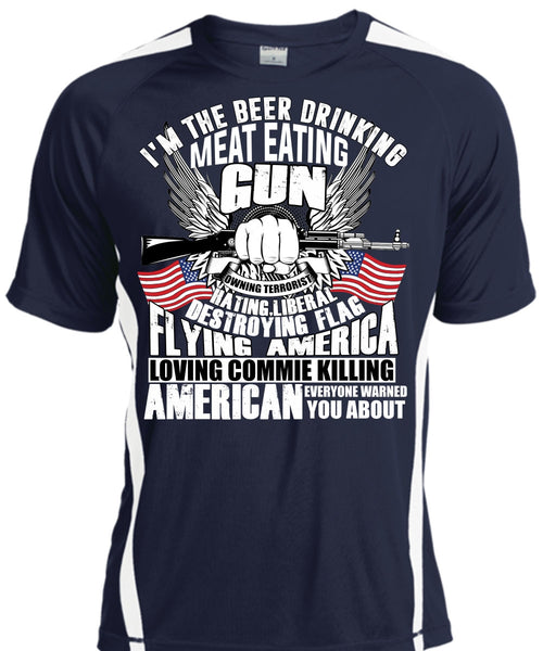 Meat Eating Gun T Shirt, Flying America T Shirt, Cool Shirt