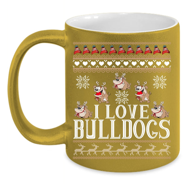 I Love Bulldogs Coffee Mug, Cute Gift For Dog Lovers Coffee Cup