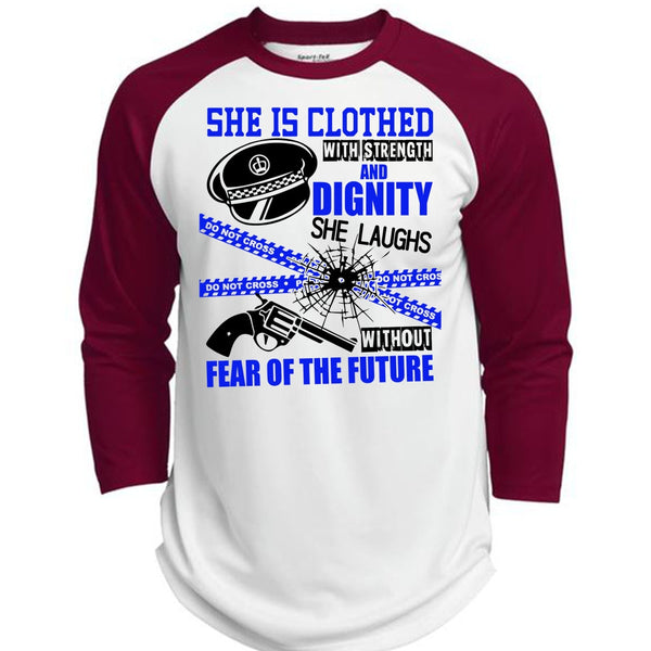 She Is Clothed With Strength T Shirt, I Love Police T Shirt, Awesome T-Shirts  (Polyester Game Baseball Jersey)