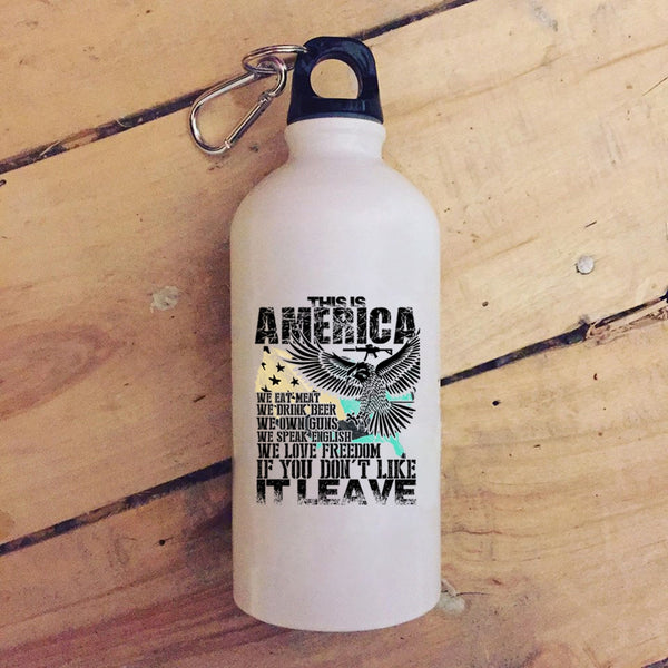 This Is America 20 oz Stainless Steel Bottle,We Eat meat We Love Freedom Outdoor Sports Water Bottle