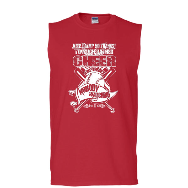 I'd Much Rather Cheer T Shirt, I'm A Baseball Player Tank Top (Men's Cotton Sleeveless)