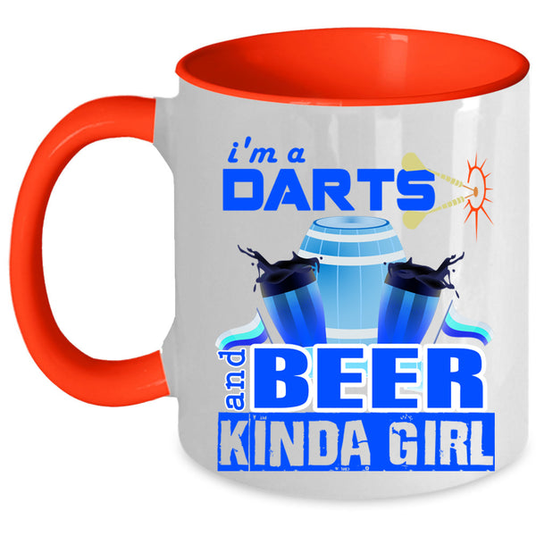 Awesome Girls Coffee Mug, I'm A Darts And Beer Kinda Girl Accent Mug